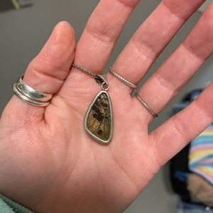 Sterling silver real butterfly wing pendant and chain